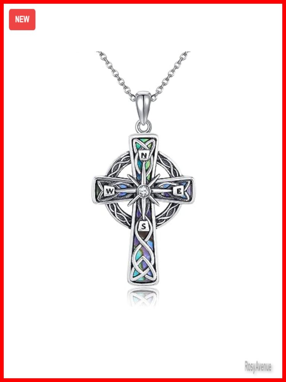 Sterling Silver Celtic Knot Compass Necklace 18+2 Inch Graduation Friendship